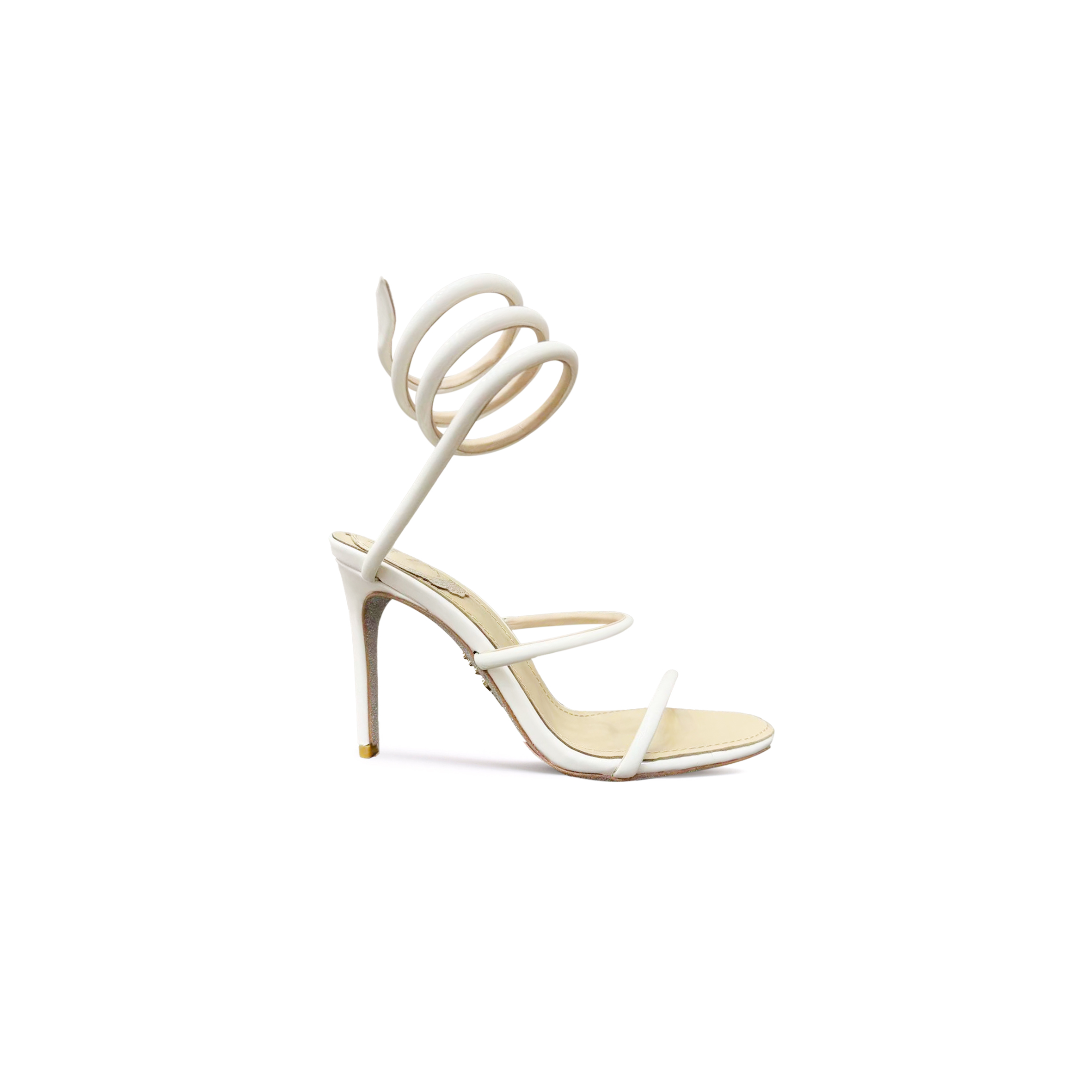 RENÉ CAOVILLA CLEO METALLIC WHITE SANDAL 105 C12351